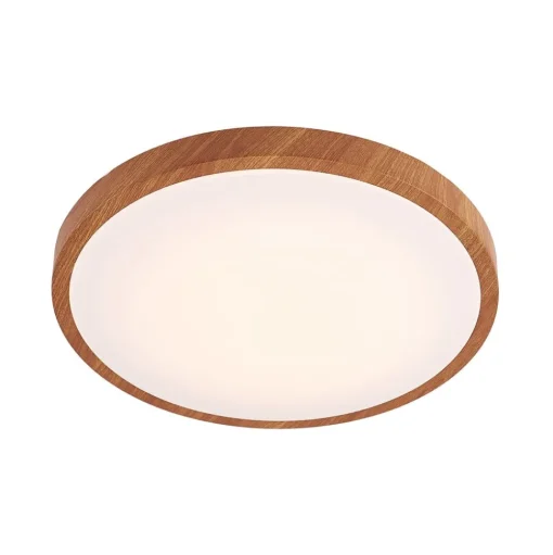 Lindby LED plafondlamp Mynte, Ø43cm, houtlook, kunststof
