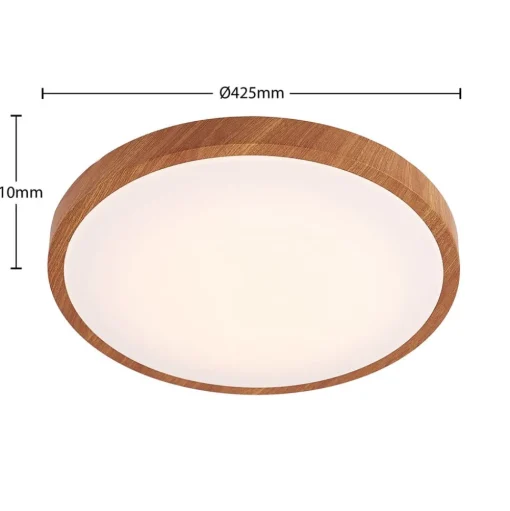 Lindby LED plafondlamp Mynte, Ø43cm, houtlook, kunststof