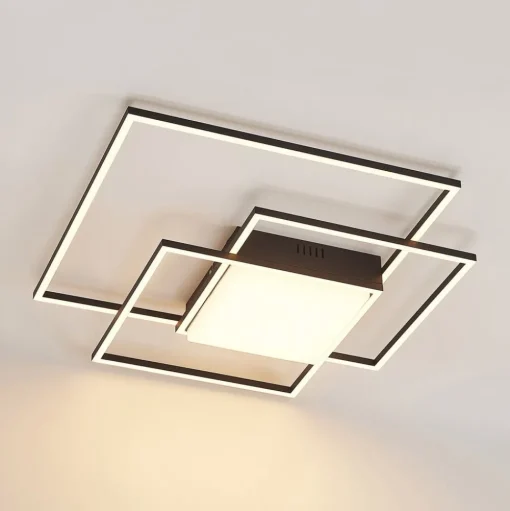 Lindby LED plafondlamp Nelinka, 60 cm, zwart, aluminium
