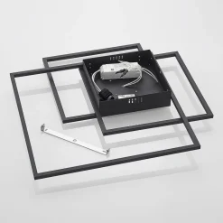 Lindby LED plafondlamp Nelinka, 60 cm, zwart, aluminium