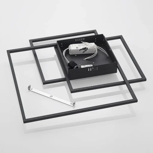 Lindby LED plafondlamp Nelinka, 60 cm, zwart, aluminium