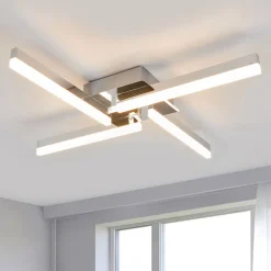 Lindby LED plafondlamp Patrik, 59 cm, 4-lamps, chroom, IP44