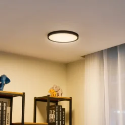 Lindby LED plafondlamp Pravin, Ø 30 cm, 3.000 K, zwart