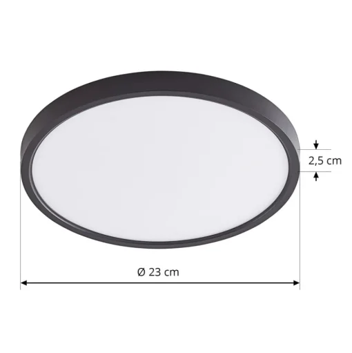 Lindby LED plafondlamp Pravin, Ø 23 cm, 3.000 K, zwart