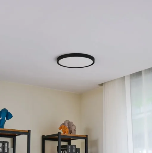 Lindby LED plafondlamp Pravin, Ø 30 cm, dimbaar, zwart