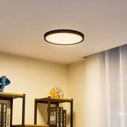 Lindby LED plafondlamp Pravin, Ø 40 cm, 3.000 K, zwart