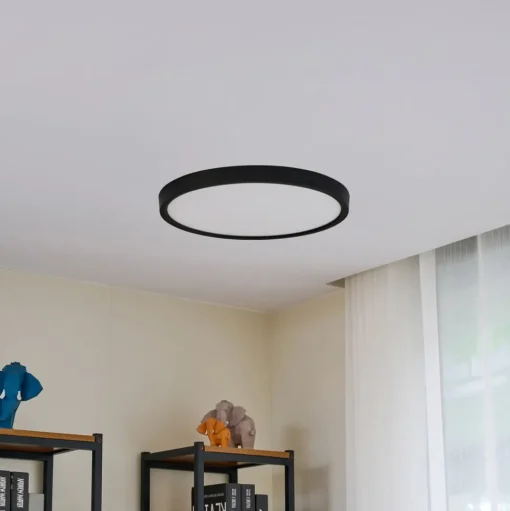 Lindby LED plafondlamp Pravin, Ø 50 cm, CCT, zwart