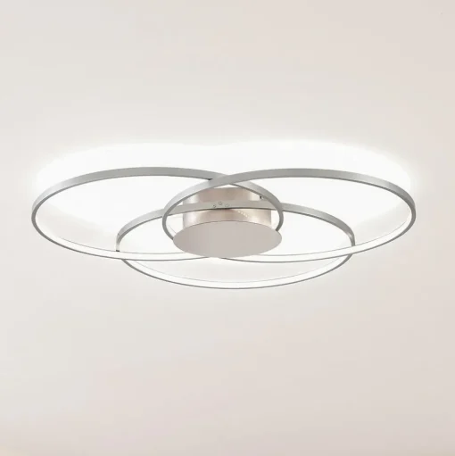 Lindby LED plafondlamp Riley, aluminiumkleurig, metaal, dimbaar