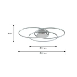Lindby LED plafondlamp Riley, aluminiumkleurig, metaal, dimbaar