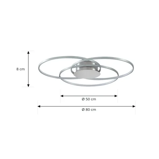 Lindby LED plafondlamp Riley, aluminiumkleurig, metaal, dimbaar