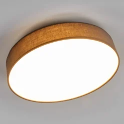 Lindby LED plafondlamp Saira, Ø 40 cm, grijs, textiel