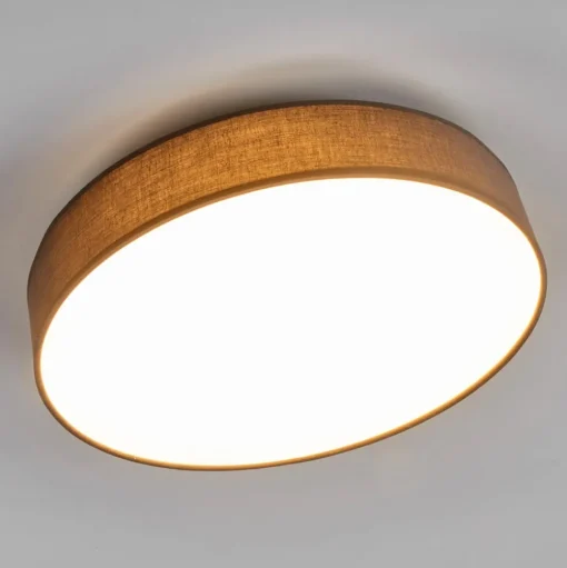 Lindby LED plafondlamp Saira, Ø 40 cm, grijs, textiel