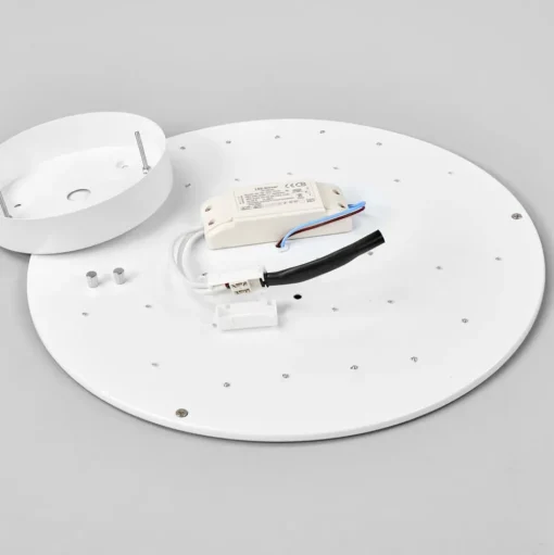 Lindby LED plafondlamp Saira, Ø 40 cm, grijs, textiel