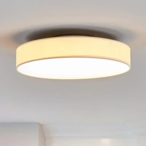 Lindby LED plafondlamp Saira, Ø 40 cm, wit, textiel