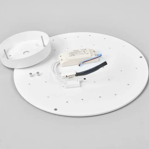 Lindby LED plafondlamp Saira, Ø 40 cm, wit, textiel