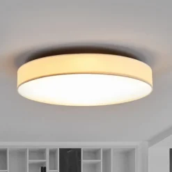 Lindby LED plafondlamp Saira, Ø 50 cm, wit, textiel