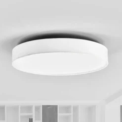 Lindby LED plafondlamp Saira, Ø 50 cm, wit, textiel