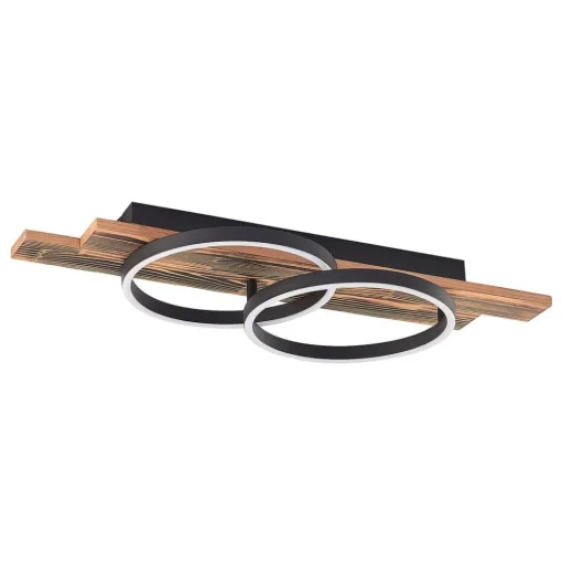 Lindby LED plafondlamp Sentoa, hout, 75 cm lang, 3.000 K