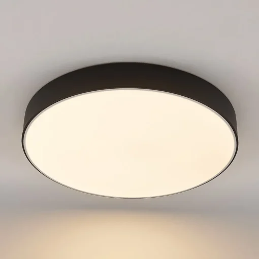 Lindby LED plafondlamp Simera, Ø 50cm, zwart, metaal