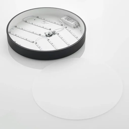 Lindby LED plafondlamp Simera, Ø 50cm, zwart, metaal