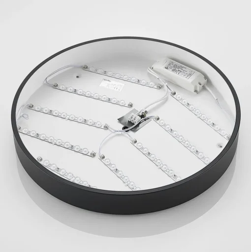 Lindby LED plafondlamp Simera, Ø 50cm, zwart, metaal