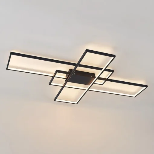 Lindby LED plafondlamp Tetson, zwart, metaal, dimbaar