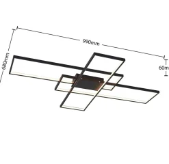 Lindby LED plafondlamp Tetson, zwart, metaal, dimbaar