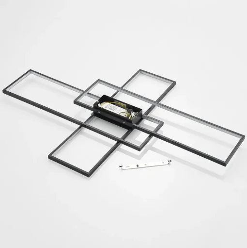 Lindby LED plafondlamp Tetson, zwart, metaal, dimbaar