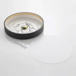 Lindby LED plafondlamp Todor, 50 cm, antraciet, CCT, hout