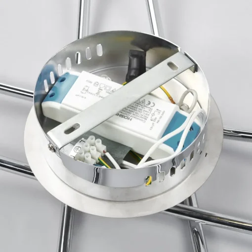 Lindby LED plafondlamp Yael, chroomkleurig, metaal, 67 cm lang