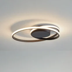 Lindby LED plafondlamp Youna, zwart, aluminium, 39 cm, dimbaar