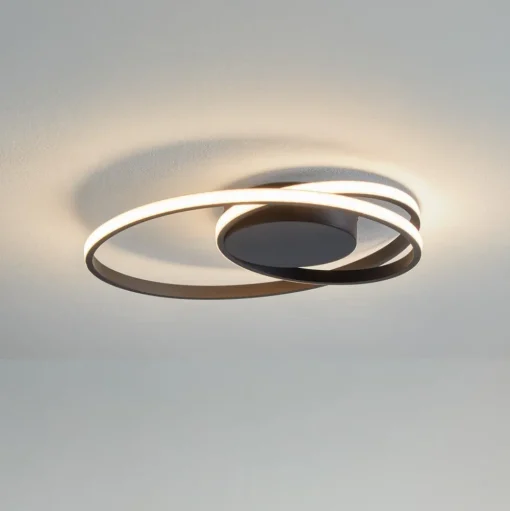 Lindby LED plafondlamp Youna, zwart, aluminium, 39 cm, dimbaar