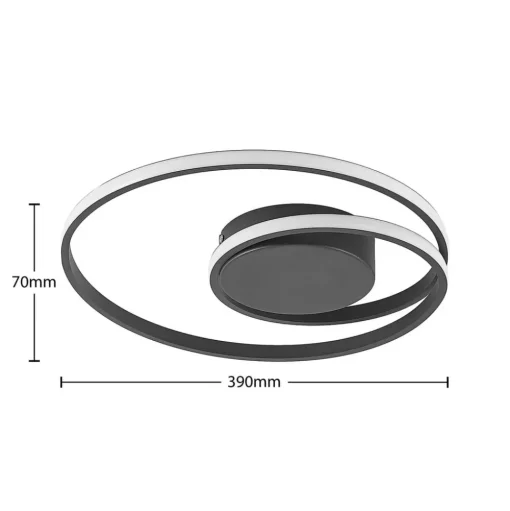 Lindby LED plafondlamp Youna, zwart, aluminium, 39 cm, dimbaar