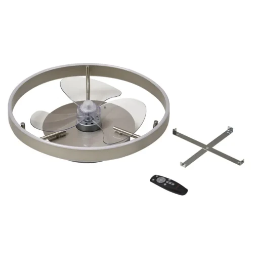 Lindby LED plafondventilator Momitu, zilver, stil, Ø 50 cm