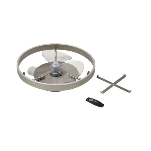 Lindby LED plafondventilator Momitu, zilver, stil, Ø 50 cm