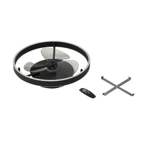 Lindby LED plafondventilator Momitu, zwart, stil, Ø 50 cm