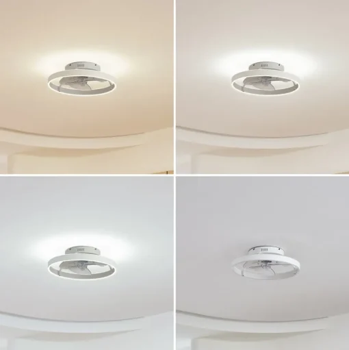 Lindby LED plafondventilator Momitu, wit, aluminium, Ø 50 cm