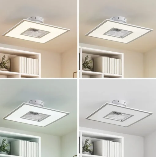 Lindby LED plafondventilator Romea, hoekig, DC, stil, 60 cm