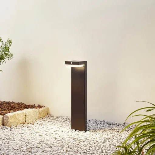 Lindby LED sokkellamp Eleazar, zwart, aluminium, sensor
