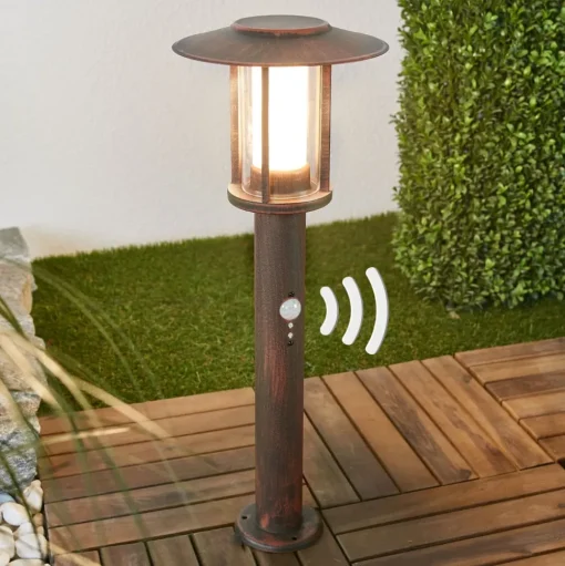 Lindby LED sokkellamp Pavlos, 55 cm, roestkleurig, sensor
