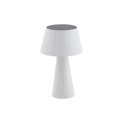 Lindby LED solar tafellamp Lirinor, wit, kunststof, Ø 13cm
