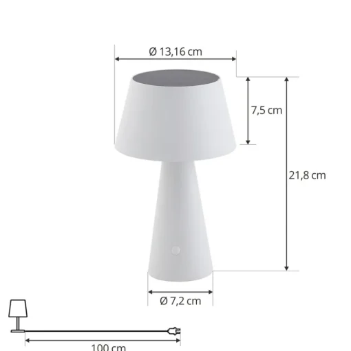 Lindby LED solar tafellamp Lirinor, wit, kunststof, Ø 13cm