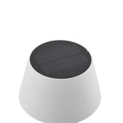 Lindby LED solar tafellamp Lirinor, wit, kunststof, Ø 13cm
