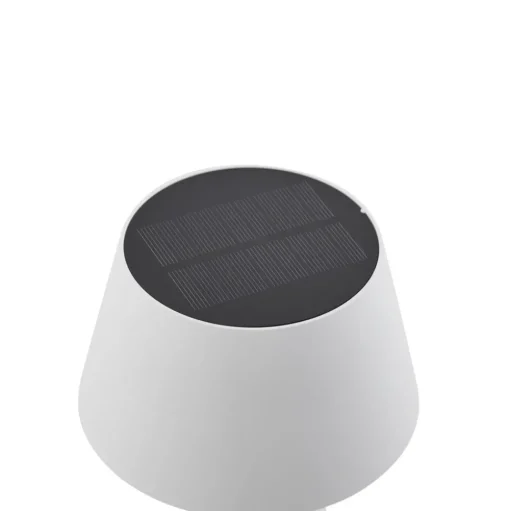 Lindby LED solar tafellamp Lirinor, wit, kunststof, Ø 13cm