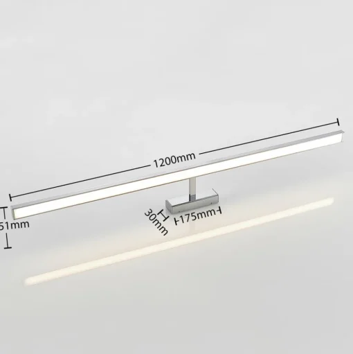 Lindby LED spiegellamp Jukka, 120 cm, chroom, metaal, IP44