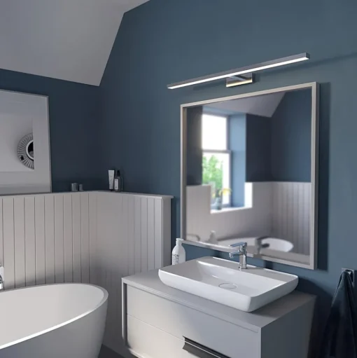 Lindby LED spiegellamp Jukka, 90 cm, chroom, metaal, IP44