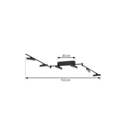 Lindby LED spot Eldrin, zwart, 6-lamps, lichtstrip