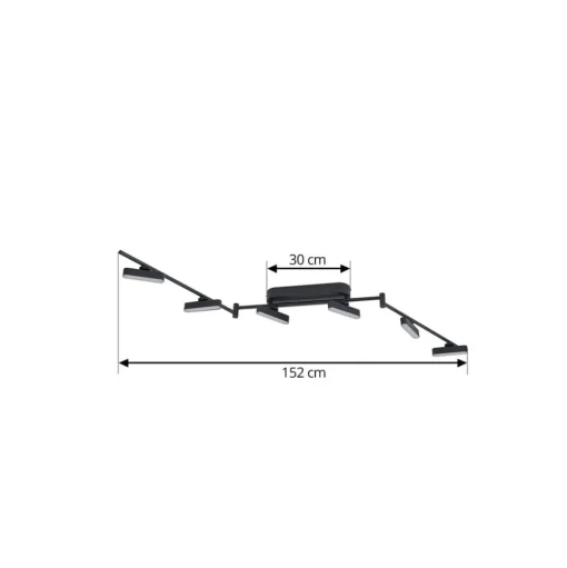 Lindby LED spot Eldrin, zwart, 6-lamps, lichtstrip