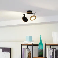 Lindby LED spot Manel, hout, 37 cm lang, 2-lamps