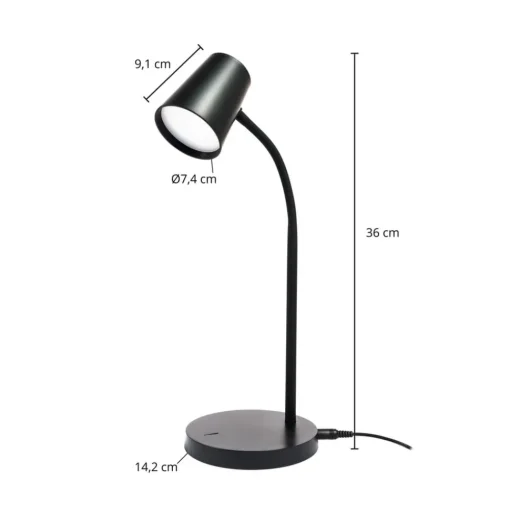 Lindby LED tafellamp Ailina, hoogte 36 cm, zwart, dimbaar
